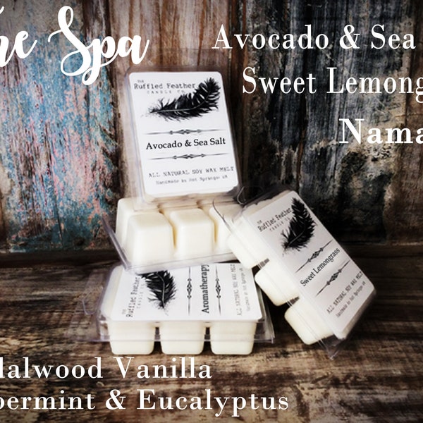 Aroma Melts, The Spa, All-Natural Soy Wax Melts: Avocado Sea Salt Peppermint Eucalyptus Sweet Lemongrass Sandalwood Vanilla Aromatherapy