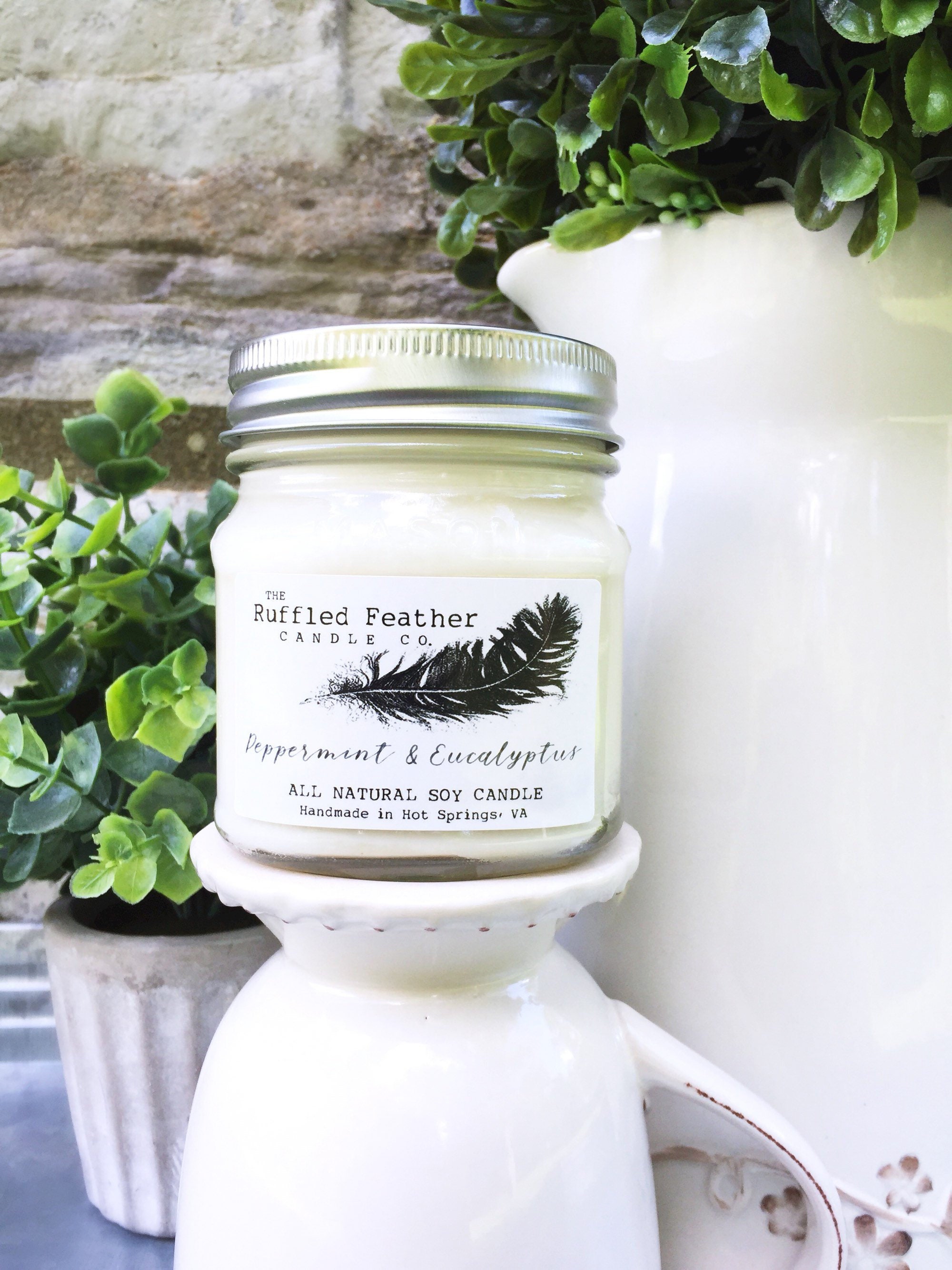 Peppermint & Eucalyptus Soy Candle, All Natural Soy Candle, 10oz, the ...