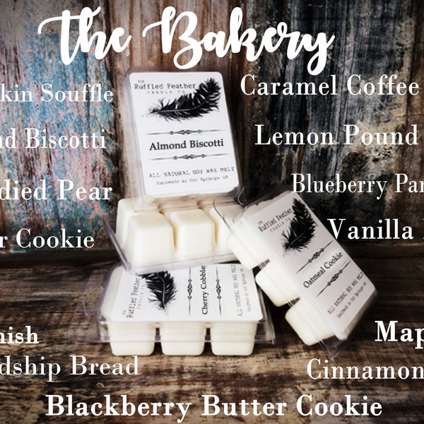 Aroma Melts, The Bakery, All-Natural Scented Soy Wax Melts: Almond Lemon Maple Cinnamon Bun Pear Vanilla Bread Blackberry Cake Sugar Cookie