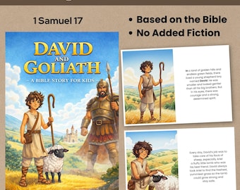 Historia bíblica de David y Goliat para imprimir en PDF y JPEG.