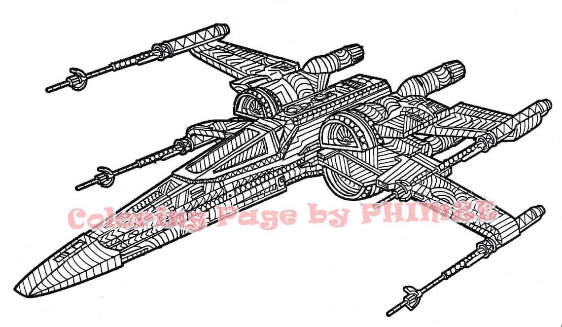X-wing Starfighter Star Wars Star Wars Coloring page | Etsy