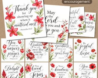 Christian Bible Verse Cards, 12 Printable 4x4 Scripture Cards, PNG JPG
