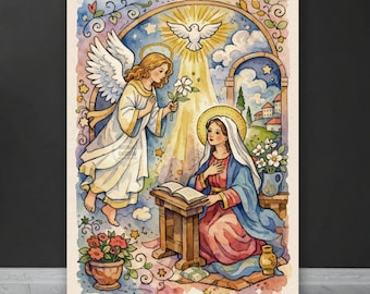 Christian Biblical Art – The Annunciation Illustration