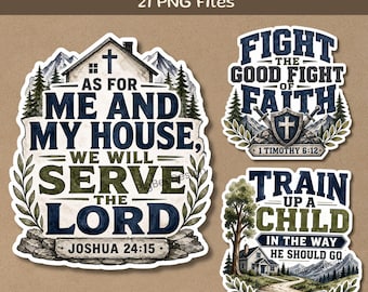 Christian Bible Verse Sticker Bundle, 21 PNG Files, Watercolor Scripture Quote Stickers