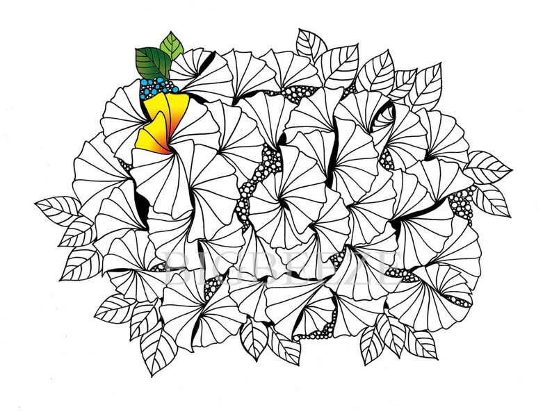Download Happy Flowers Adult Coloring Pages Zentangle Art Pdf Etsy
