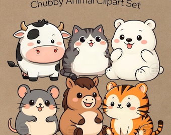 Set di clipart di animali paffuti