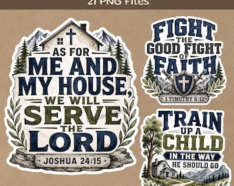 Christian Bible Verse Sticker Bundle, 21 PNG Files, Watercolor Scripture Quote Stickers