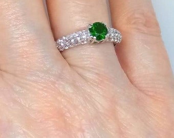 Chrome Diopside, Chrome Diopside Ring, Green Chrome Diopside, Rare Gemstone Ring,  Siberian Jewelry, Genuine Gemstone Ring