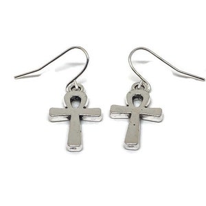 Antique Silver Ankh Dangle Earrings