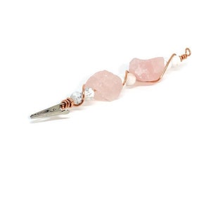 Quartz rose brut et howlite, pinces pour distributeur de billets, pince pour porte-clés, attrape-cartes, pince pour carte de pompe à essence, pince pour carte de débit, pince pour guichet automatique, pince pour guichet automatique, clip de luxe