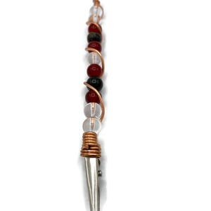 Carnelian Bloodstone ATM Clip: Beaded Card Grabber Keychain