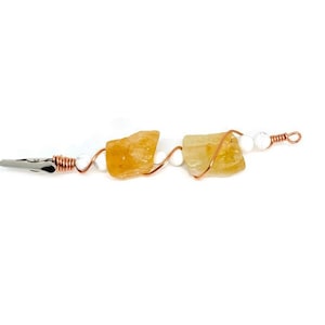 Raw Citrine & Howlite ATM Clip: Crystal Card Grabber Keychain