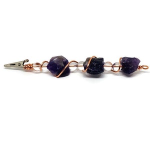 Raw Amethyst & Quartz ATM Clip: Card Grabber Keychain