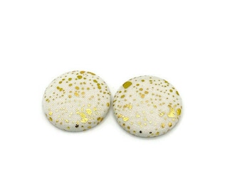 Gold Speckled Fabric Button Earrings: Hypoallergenic Studs