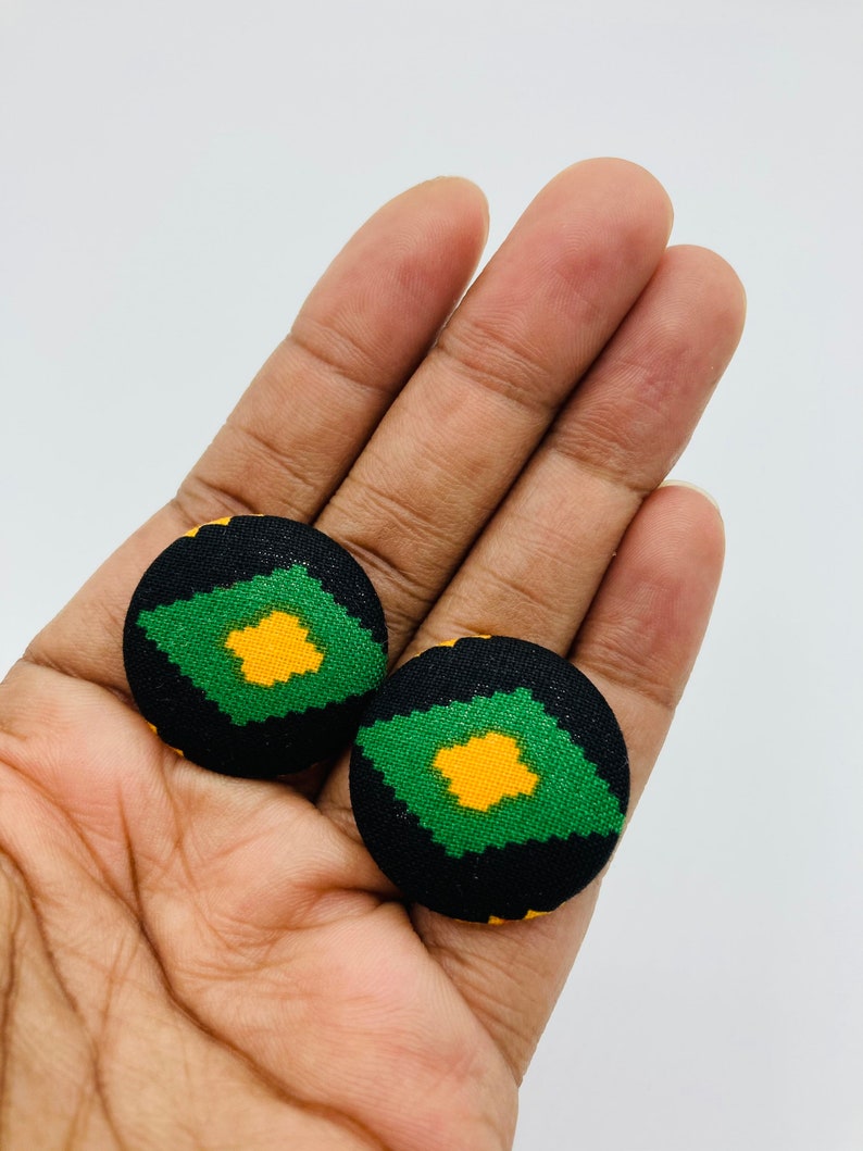 fabric earrings Fabric button earrings African fabric earrings button earrings African print earrings stud earrings