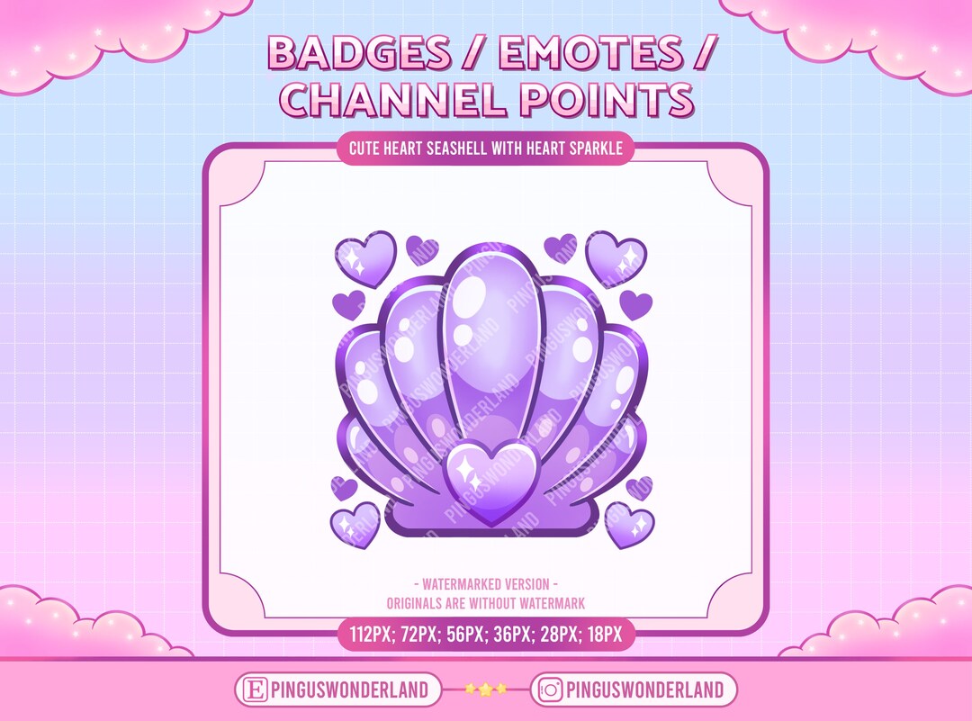 1 Twitch Sub/ Bit Badge / Emote / Channel Points SEASHELL // Kawaii ...