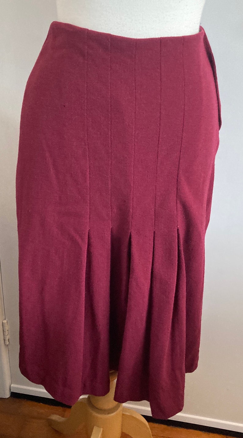 Vintage 1940\u2019s burgundy two piece suit and belt U.K size 68 by fashion house Trebeca
