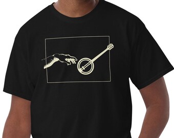 Banjo Shirt, Banjo T shirt, Banjo Player Gift, Banjoist, Adam Creation Shirt, Creation of Hand, Minimalist Shirt, creation of adam