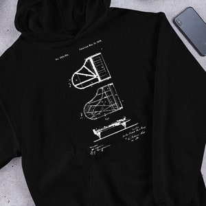 Piano Hoodies, Piano Blueprint, Piano Gifts, Piano Sweatshirt, Piano Player, Pianist Gift, Piano Hooded Shirt