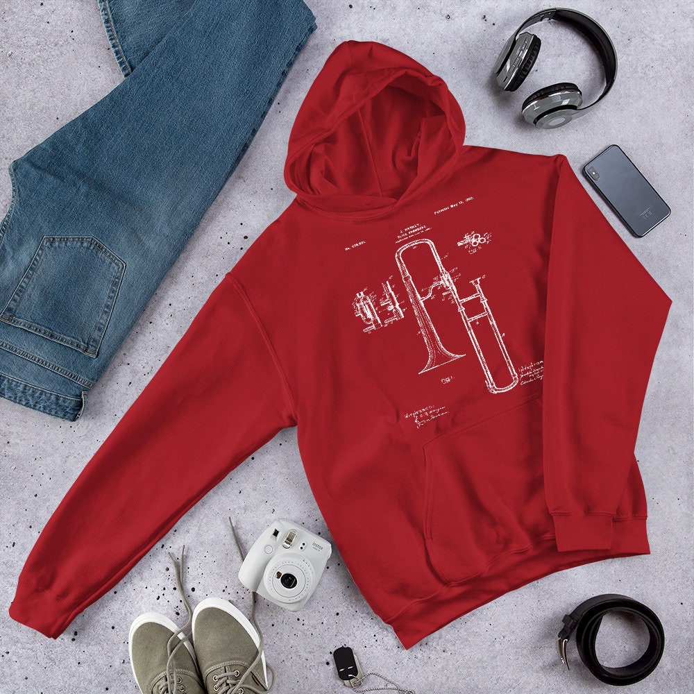 Trombone Patent Hoodie Trombone Invention Trombone Etsy