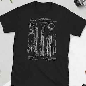 Clarinet Patent Graphics T shirt | Clarinet Player T shirt | Clarinet T shirt | Clarinet Player Gift | Clarinet Tee | Clarinet Invention Tee