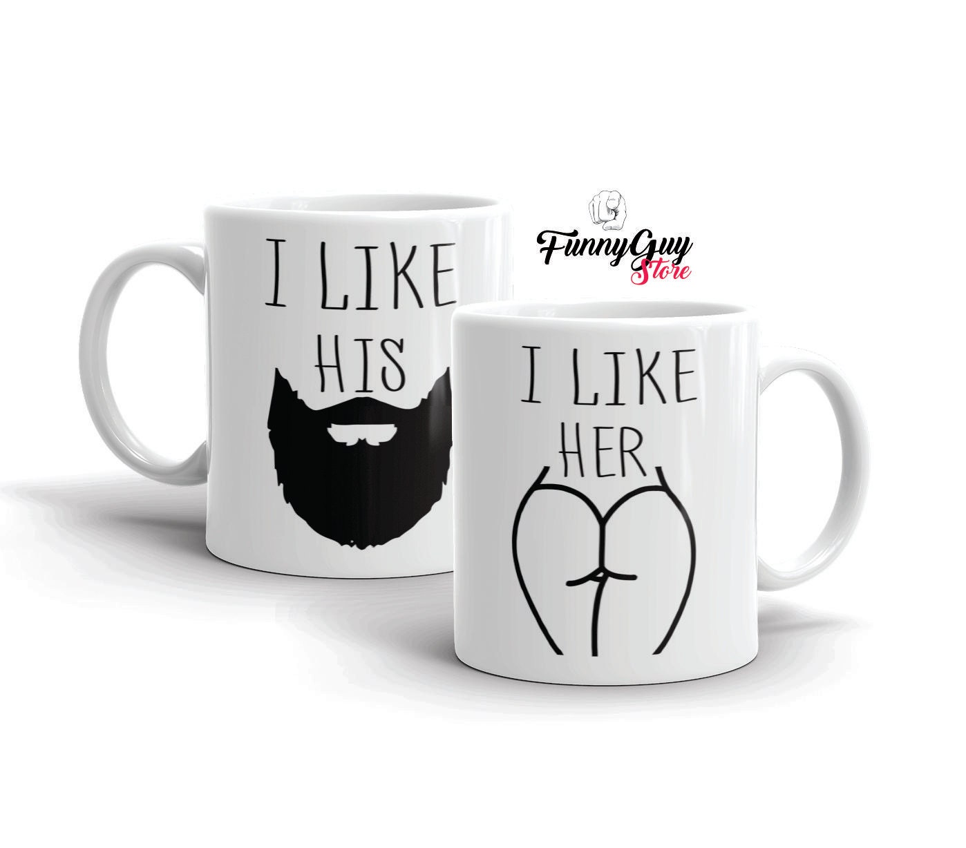 Triple Gifffted I Like His Beard Coffee Mugs For Couples, Funny Couple Gifts  for Anniversary, Engagement and Christmas, Girlfriend Unique Gifts, His and  Hers and For Bride and Groom Set of 2