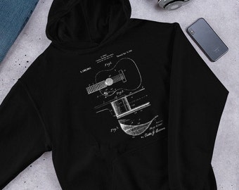 Guitar Patent Hoodie | Guitar Invention | Guitar Graphics | Guitarist Hoodie | Guitar Player Hoodie | Guitar Gift | Gift Guitar Player