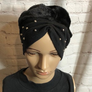 Vintage 1950s United Hatters Faux Fur Turban Hat