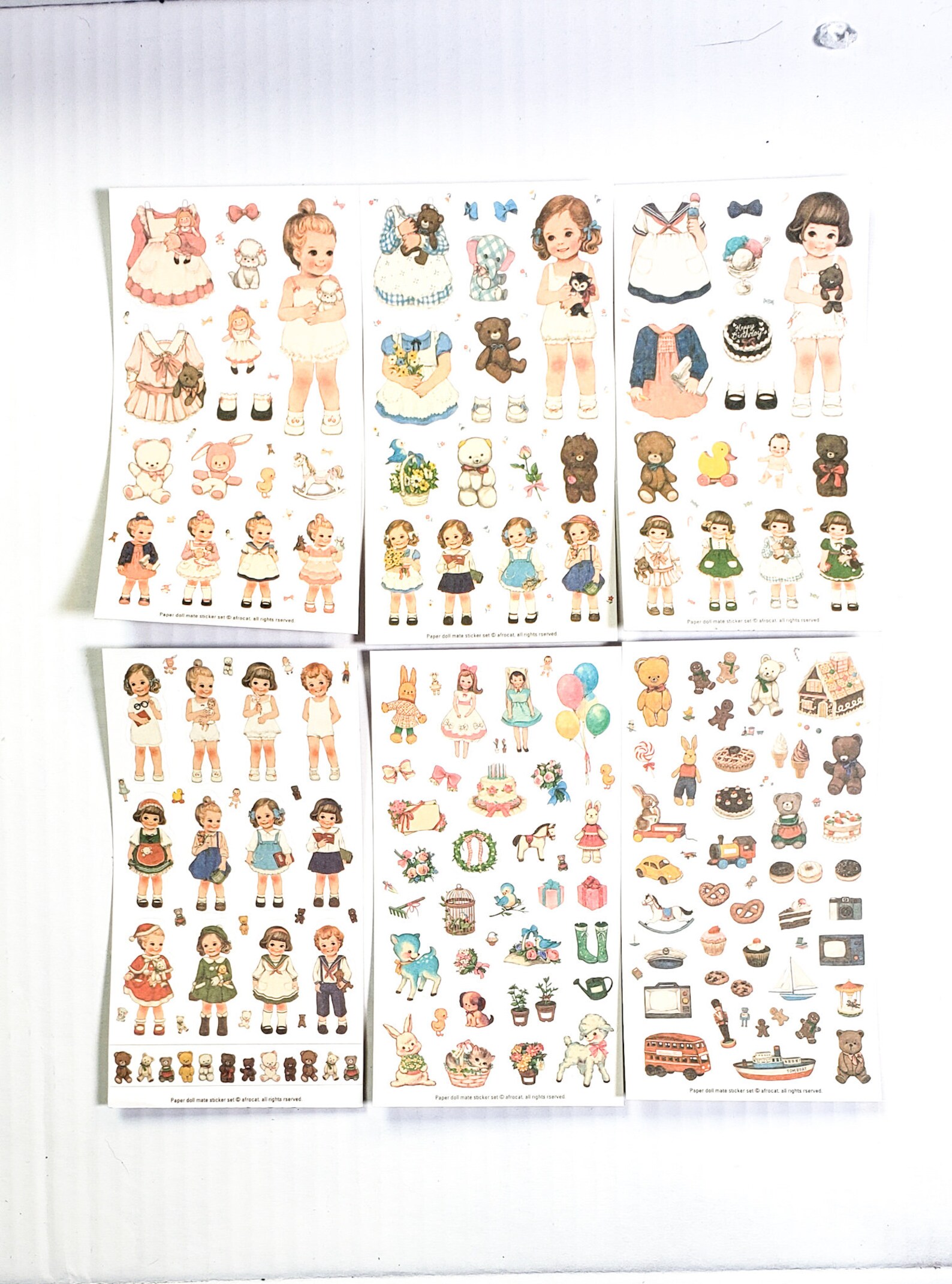 6 Sheets Cute Paper Doll Stickers Ships FREE G10 Etsy