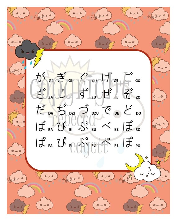 Cute Weather Hiragana And Katakana Charts Learn Japanese Etsy