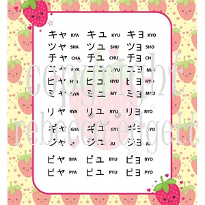 Cute Strawberry Hiragana And Katakana Charts Learn Japanese Etsy Israel