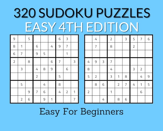 320 easy sudoku puzzle book for beginners printable pdf 4th etsy