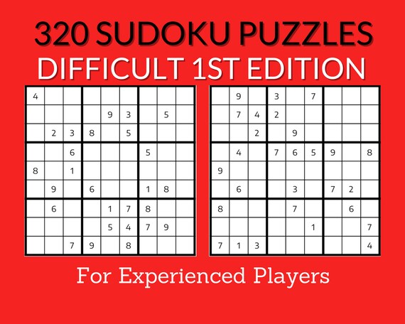 320 difficult sudoku puzzle book for experts and experienced etsy india