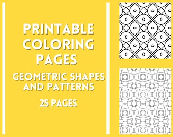 Geometric Tessellation Shapes And Patterns, Adult Coloring Pages, 25 Printable Coloring Sheets - Book 7