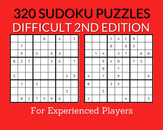 320 difficult sudoku puzzle book for experts and experienced etsy