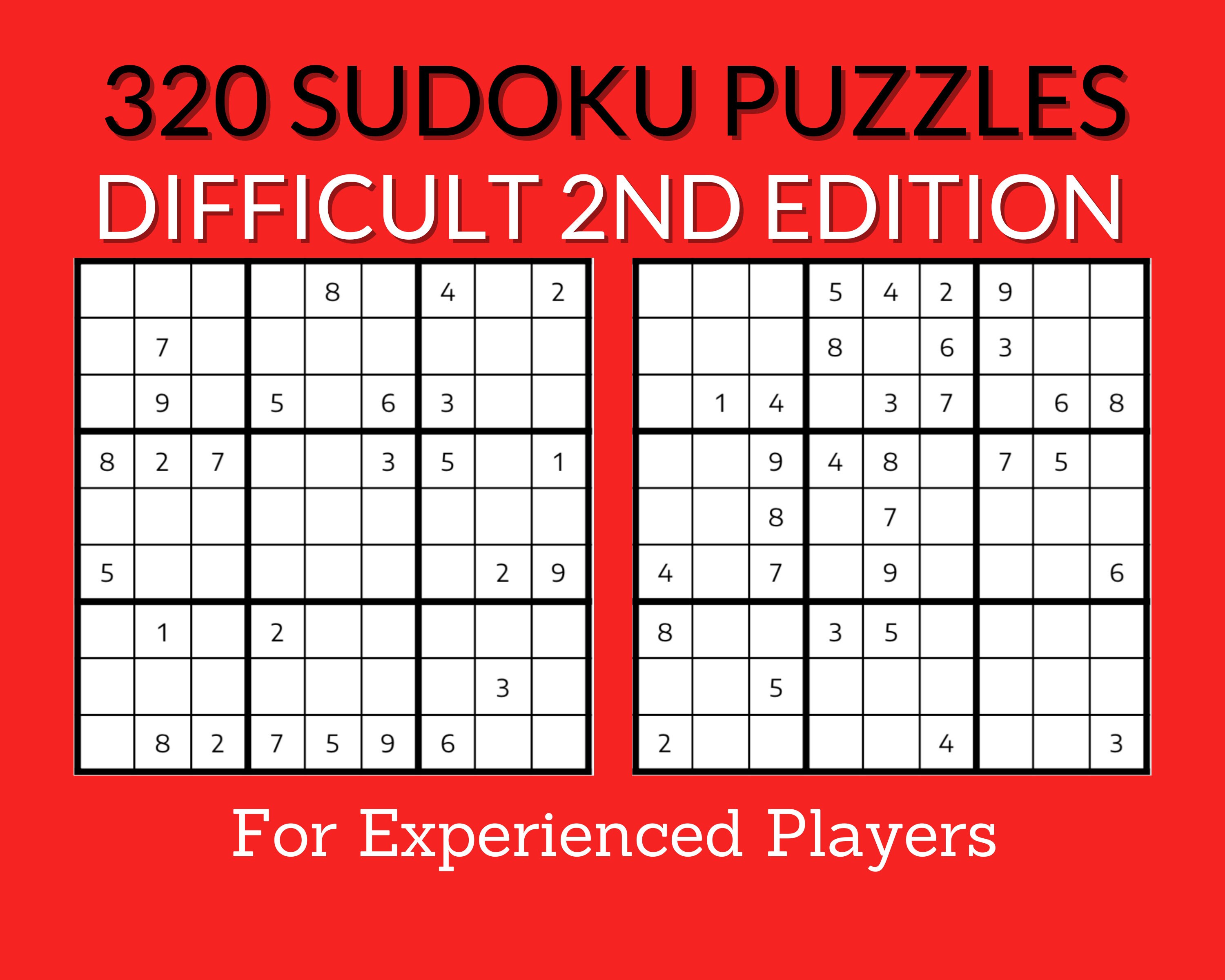 320 difficult sudoku puzzle book for experts and experienced etsy