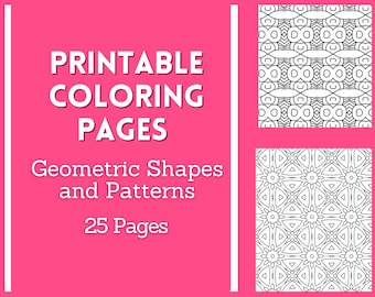 Geometric Tessellation Shapes And Patterns, 25 Printable Coloring Sheets, Digital Colouring Pages, Adult Colouring, Hobby for mindfulness