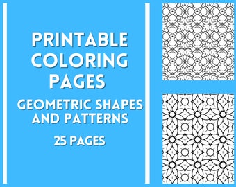 Tessellation Geometric Shapes And Patterns, Adult Coloring Pages, 25 Printable Coloring Sheets - Book 6