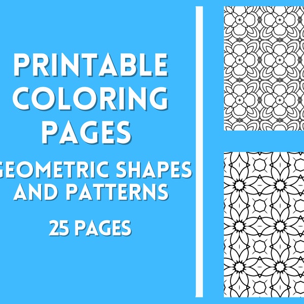 Tessellation Geometric Shapes And Patterns, Adult Coloring Pages, 25 Printable Coloring Sheets - Book 6