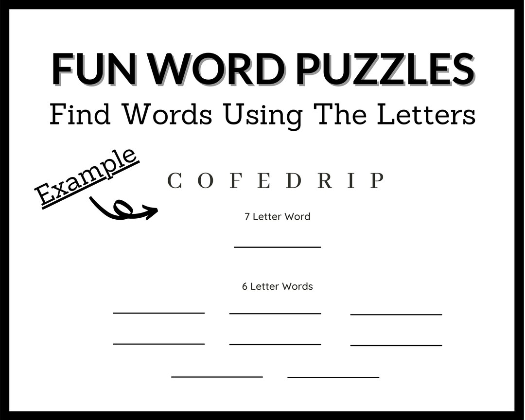 Word Puzzle Games Printable PDF 8.5x11 in 26 Pages, Instant Download ...