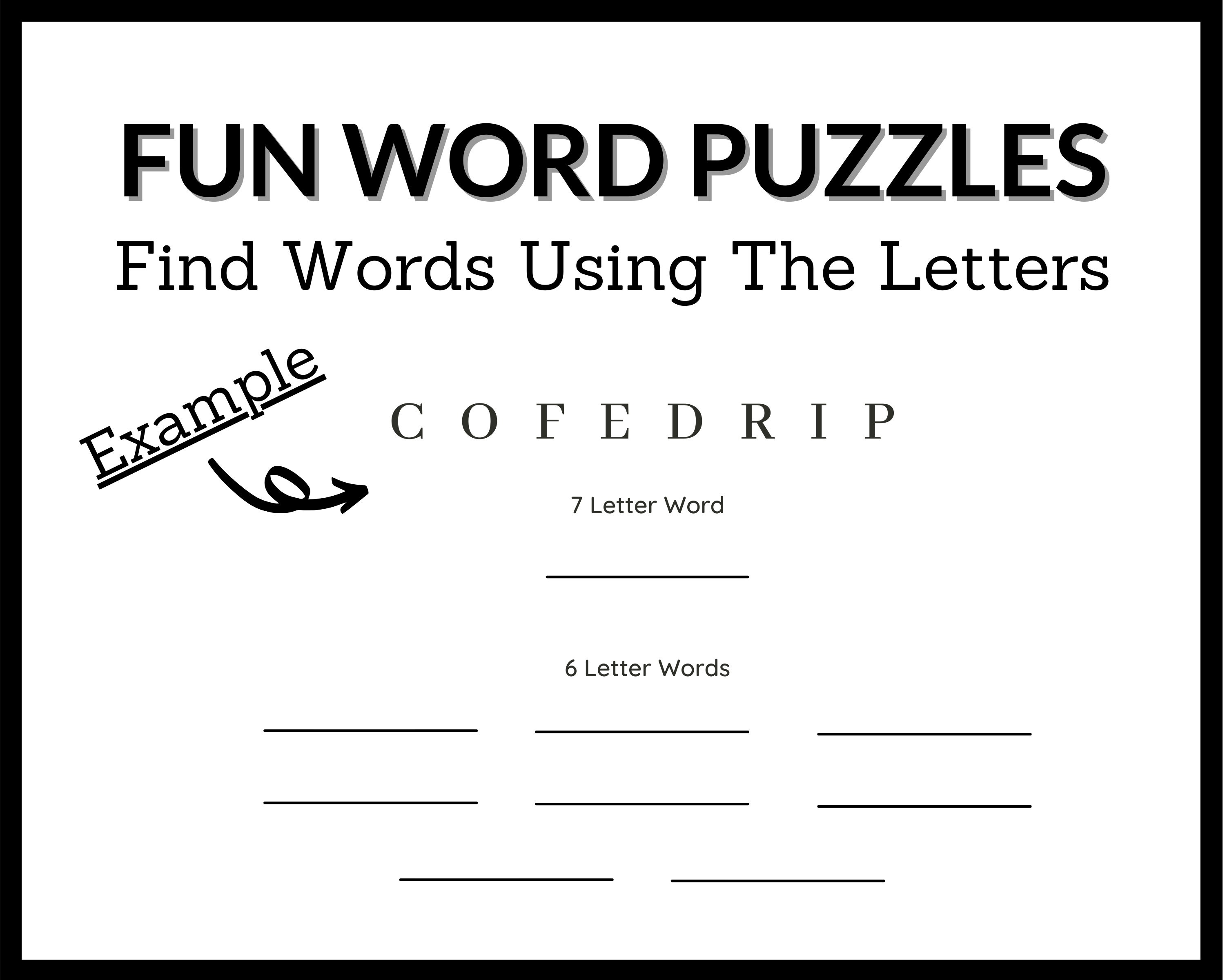 Word Puzzle Games Printable PDF 8 5x11 In 26 Pages Instant Etsy UK