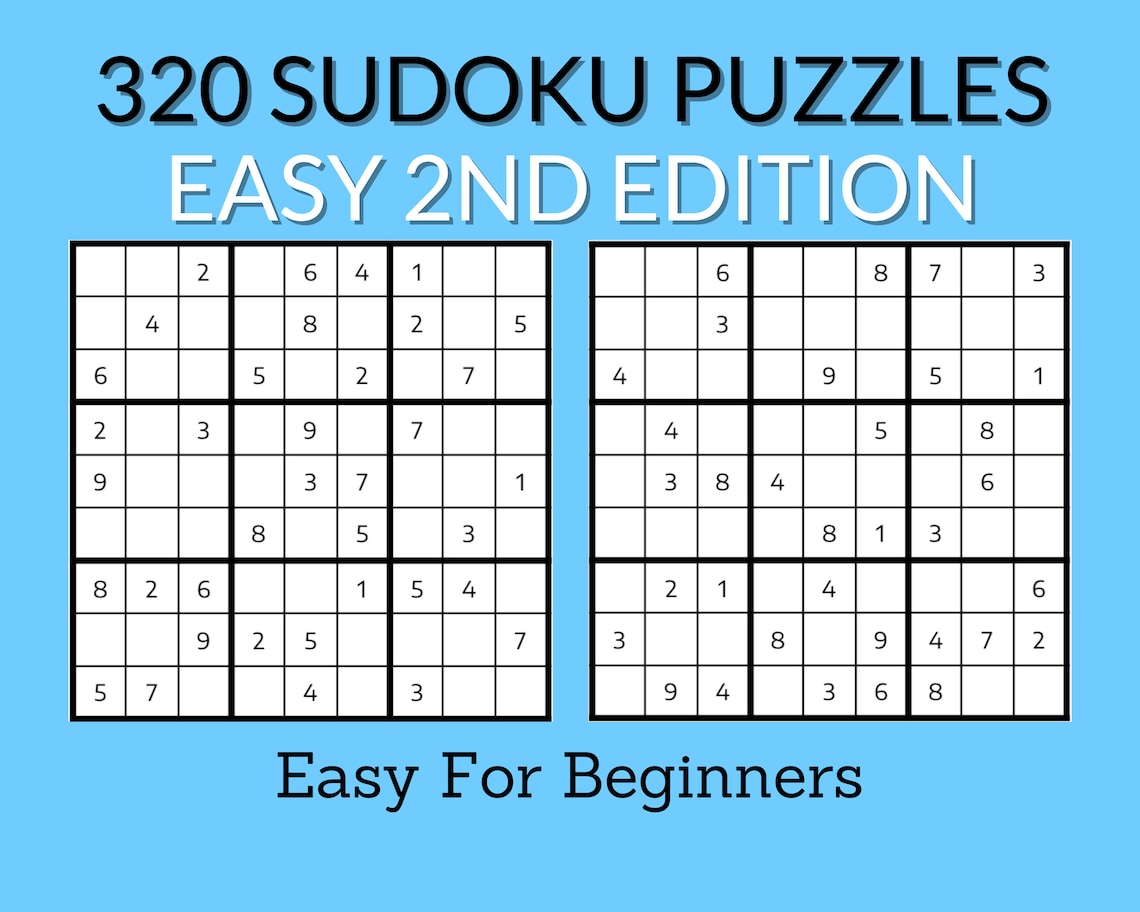 320 Easy Sudoku Puzzle Book for Beginners Printable PDF 2nd - Etsy