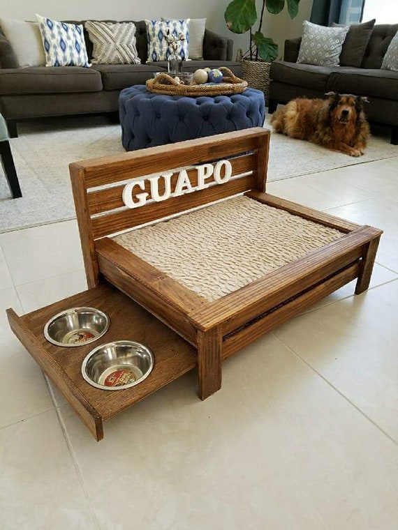 Items similar to Medium Rustic wood dog bed with pull out ...