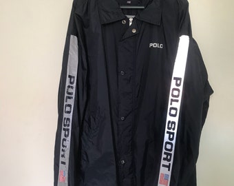 Vintage 90s Polo sport ralph lauren jacket windbreakers 3M reflexiable spell out Size L/XXL stadium snow beach hi tech cprl 1992 1993