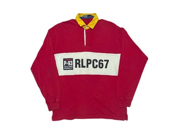 Vintage Polo ralph lauren p-93 rlpc97 rugby shirt long sleeve polo stadium snow beach hi tech 1992 1993 cprl Size M/XL