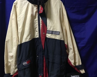 Vintage 90s Tommy Hilfiger Big Flag Logo Hoodie Jacket Size M/XL