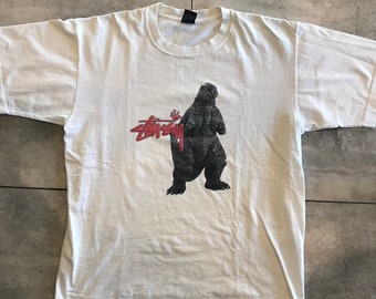 【激レア】ゴジラ stussy Tシャツ 90s 激レア 】90s' STUSSY ステューシー ゴジラ Tシャツ Mサイズ