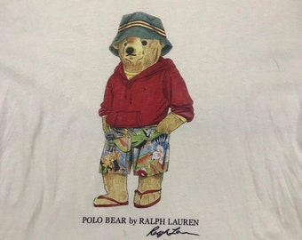 RALPH LAUREN - 90s POLO BEAR ビーチブランケット Polo Ralph Lauren Beach Shop Boy Girl Polo Bear Velour Beach