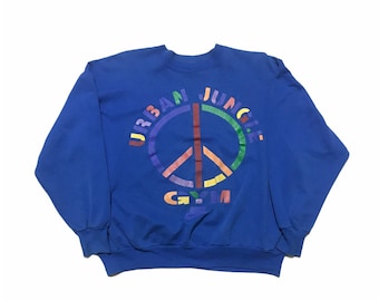 Rare Vintage 90s Nike Urban Jungle Gym Sweatshirt Gray Tags Peace Logo Made In USA Size XL