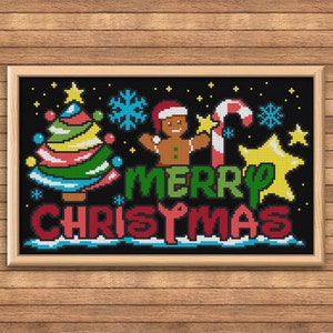 Merry Christmas #035 - Sunny Cloud Studio - modern counted cross stitch pattern - instant download PDF